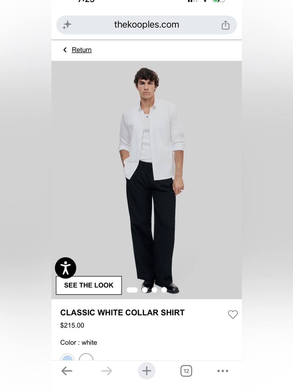 The Kooples men's white fitted cotton shirt size xs.